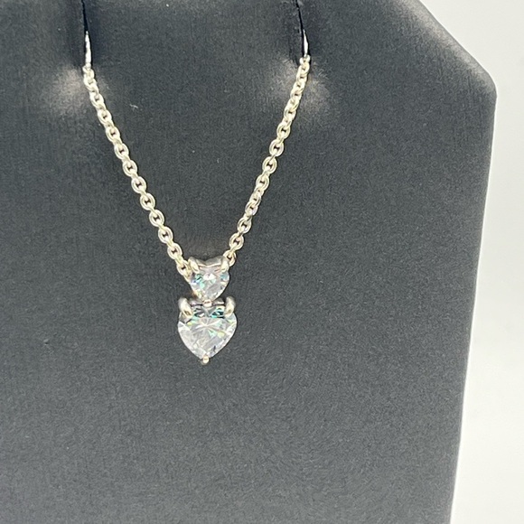 Pandora Jewelry - Pandora double heart sparkling collier necklace. Chain is 18” but can be shorter